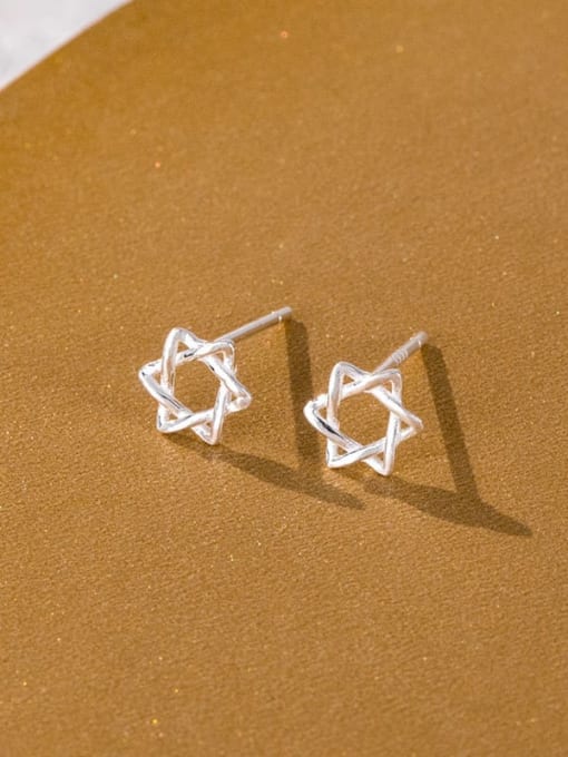 ES1643 [99 Silver Hexagram] 925 Sterling Silver Heart Cute Stud Earring